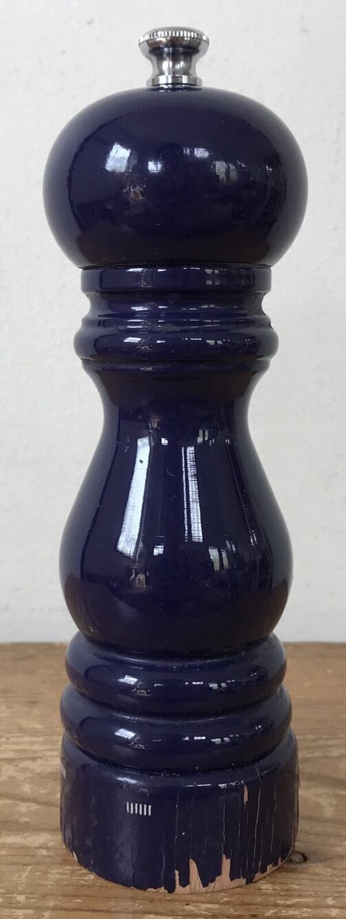 Peugeot French Wooden Dark Cobalt Blue Lacquer Salt Mill Grinder Dispenser